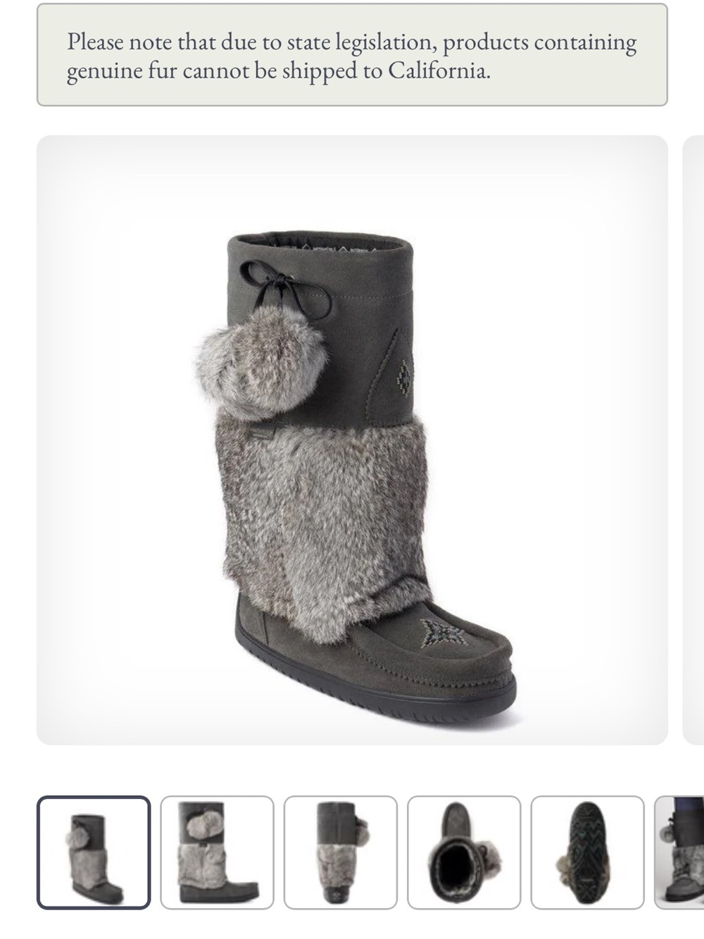 Women's Grey Waterproof Snowy Owl Moccasin Boot